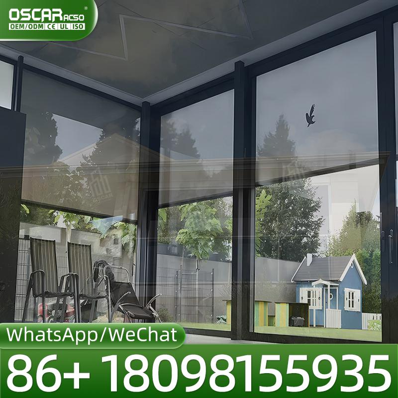 Outdoor Power Blinds - ม่านม้วนกลางแจ้งแบบใช้แบตเตอรี่พร้อมระบบควบคุมไฟฟ้า เป็นมิตรต่อสิ่งแวดล้อม ปรับแต่งได้สำหรับลานระเบียงและเฉลียง