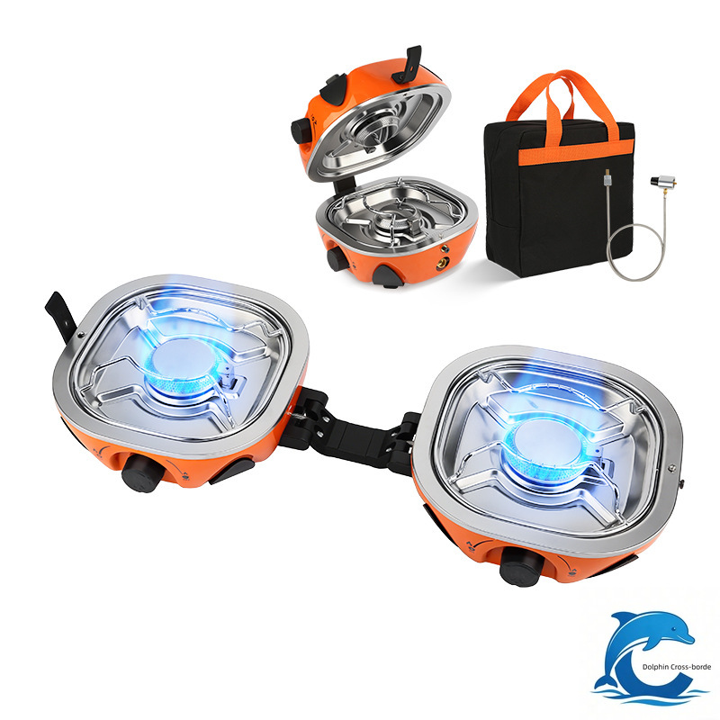 Outdoor Power Head - เตาแก๊สแบบพกพา รุ่นใหม่ ปี 2026 หัวเตาคู่ พร้อมฝาพับแม่เหล็ก
