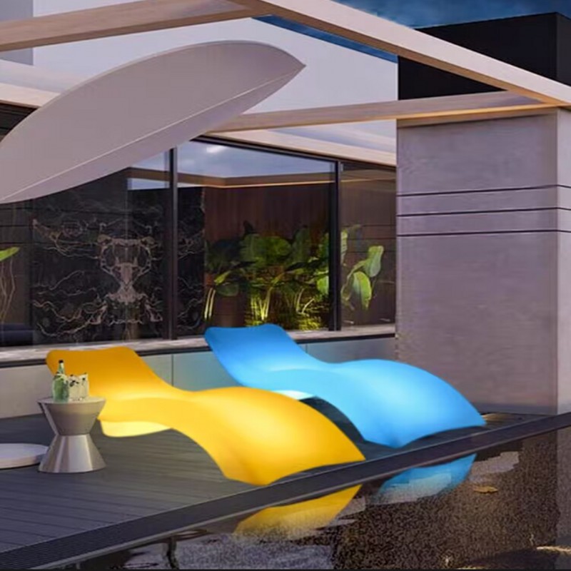 Outdoor Power Recliner - เก้าอี้พักผ่อนกลางแจ้งพลังงานแสงอาทิตย์ ไฟ LED ส่องสว่าง เก้าอี้เอนริมสระว่ายน้ำ เก้าอี้ชายหาดกันน้ำ