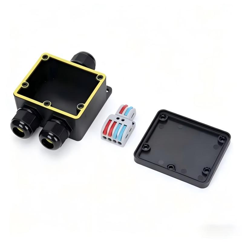 Outdoor Power Cable Junction Box - กล่องต่อสายไฟกันน้ำ IP68 แบบ 2 ทาง พร้อมปลั๊กเสียบสายโคแอกเชียล