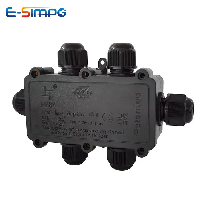 6Way 1IN5Out IP68ใต้น้ำสายไฟกล - Outdoor Power Cable Junction Box บทวิจารณ์และราคา