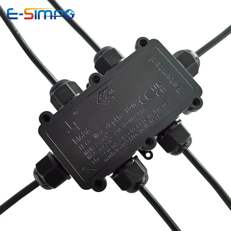 6Way 1IN5Out IP68ใต้น้ำสายไฟกล - Outdoor Power Cable Junction Box บทวิจารณ์และราคา