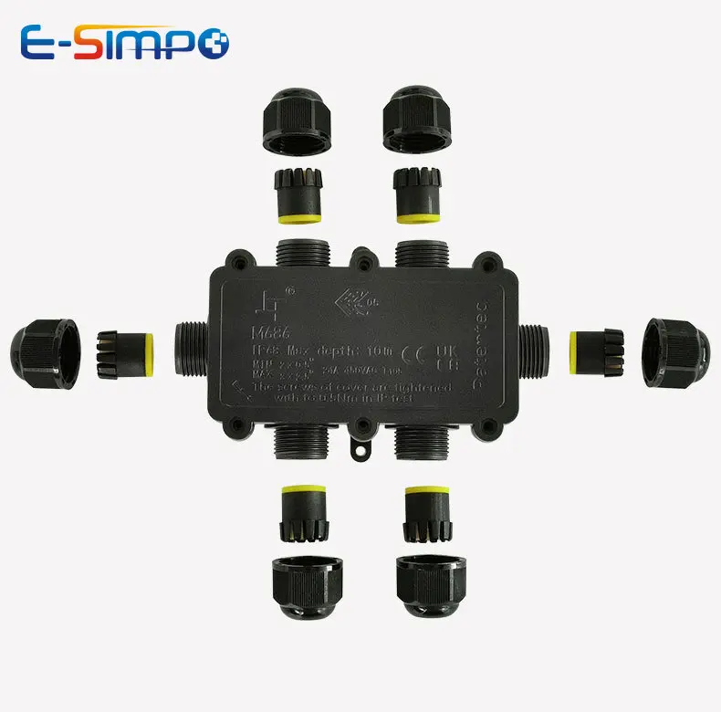 6Way 1IN5Out IP68ใต้น้ำสายไฟกล - Outdoor Power Cable Junction Box บทวิจารณ์และราคา